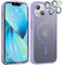 YisrLery Magnetica Cover iPhone 13 con 2 Vetro Temperato e 2 Vetro Fotocamera, Compatibile Mag Safe Hard PC Anti-Graffio Protettiva Case Antiurto Custodia con Bumper TPU (Viola Chiaro)