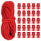 PATIKIL 10 Yard Elastic Bungee Cord & Single Hole Cord Lock, 25 Pack Plastic Oval Spring Toggle Stopper for Paracord Drawstring Shoelace Clothing Backpack Bags, Red