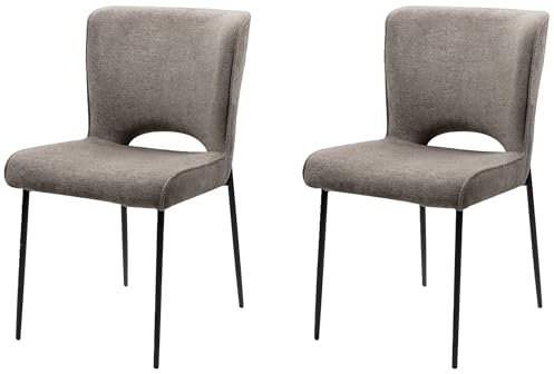 möbelando Esszimmerstuhl >Tom< (2er-Set) in Stoff grau/schwarz - 49x83,5x59,5 (BxHxT)