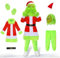 Grinch Kinderkostüm Grünes pelziges großes Monster Kostüm für Kinder 6-teilig,Weihnachtsmütze Maske, Handschuhen, Weihnachtskostüm für Jungen und Mädchen, Cosplay & Weihnachten