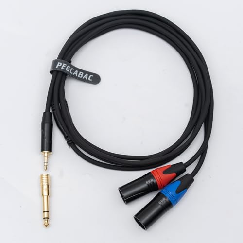 Cable divisor XLR macho dual a 1/8 en Y, con adaptador extra chapado en oro de 1/4 a 3,5 mm, mini jack TRS estéreo de 3,5 mm estéreo auxiliar a doble XLR macho, cable de conexión de audio de