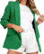 Gostyles® Women's Ruched Sleeve Fully Lined Jackets, Ladies Office Work Open Front Coats Plain Collar Italian Blazer with Pockets (Jade Green, XL)