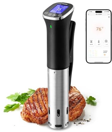 Inkbird WIFI Sous Vide Cooker ISV-300W, 1000 Watts Sous-Vide Machine with 14 Preset Recipes, 3D Fast-Heating Thermal Immersion Circulator with Timer (ISV-300W)
