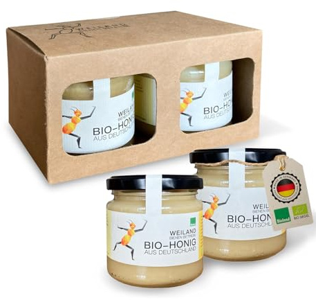 Honig Geschenkset 2 x 250g aus Deutschland, naturbelassener Honig, im Honigglas, Blütenhonig, Geschenkset, Geschenk Set, Probierset aus nachhaltiger Bienenhaltung