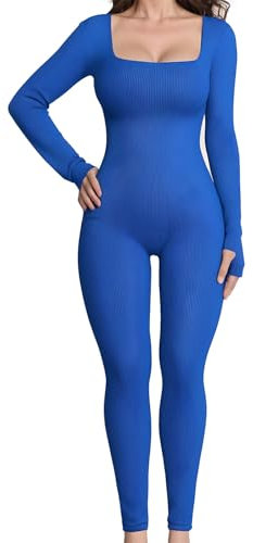 WINHUNT Nahtloser Jumpsuit für Damen, Workout, Yoga, gerippt, einteilig, langärmelig, Leggings, Strampler