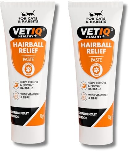 VETIQ Hairball Relief Paste Twin Pack With Vitamin E & Fibre For Cats & Rabbits 6+ Months, Helps Remove & Prevent Hairballs (2 x 70 g)