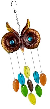 F Fityle Windspiel mit Eule zum Aufhängen, Windspiel, gebeizt, Bastel-Ornament für den Garten, draußen, drinnen, Dekoration für Mutter und Mutter