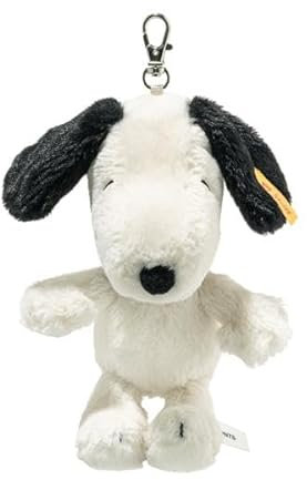 Steiff Anhänger Snoopy 15cm weiß, Peanuts Schlüsselanhänger, Snoopy Plüsch-Anhänger, Kuscheltier-Anhänger mit Schlüsselring aus kuschelweichem Plüsch, waschmaschinenfest