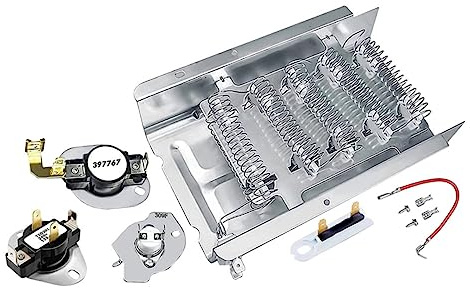Dryer Heat Element Replacement Kit 279838 3392519 3977393 3387134 | Silver ABS Stainless Steel Copper Parts, Easy Install Design, Fits Multiple Dryer Brands, High Reliability