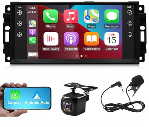 7Inch Car Stereo Radio GPS Navi Compatible for Dodge Journey Challenger 2009-2011 Android 13 Car Stereo Wired/Wireless Carplay & Android Auto Car Radio Receiver MP5 Player w/AHD Rearview Camera Mic