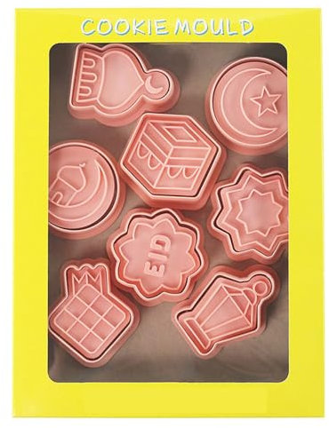 ROYJJ 8Pcs Biscuits Mold Cookie Stamps Moon Castles Biscuits Cutter Fondant Cake Mold Kitchen Pastries Baking Tool Eid biscuit mold