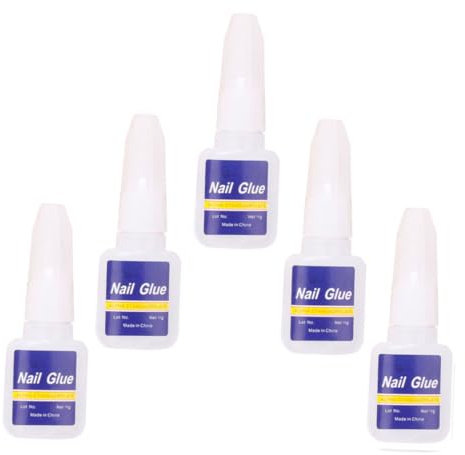 WRITWAA 5pièces Colle Pour Ongles Avec Pinceau Colle Manucure Professionnelle Adhésif Nail Art Pour Faux Ongles Utilisation Salon Et Maison Matériau Sûr Et Facile à Appliquer