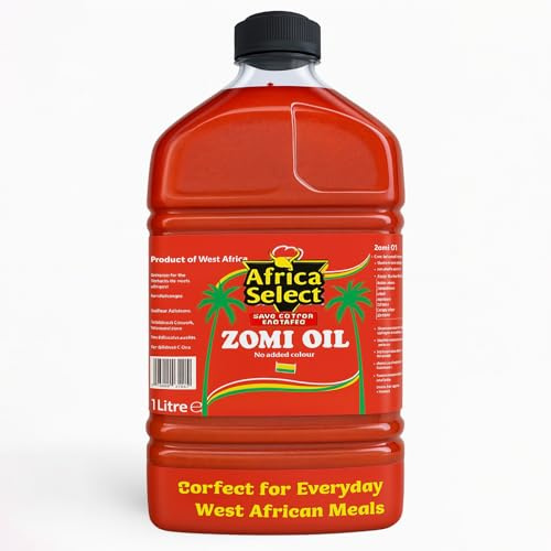 Africa Select Authentic Zomi Red Palm Oil 500ml | 100% Natural Unrefined Cooking Oil for West African Stews & Soups | Spiced Palm Fruit Oil from Nigeria & Ghana | No Added Color or Additives