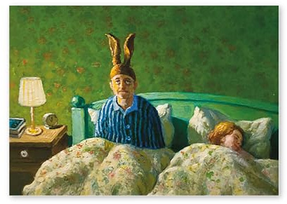 Inkognito Postkarte Kunst und Humor von Michael Sowa - Motiv: Mein Name ist Hase, Anlass: Grüße, Kunst und Gemälde, Künstler/Verlag Michael Sowa, Art-Nr.: 5129, Größe: A6