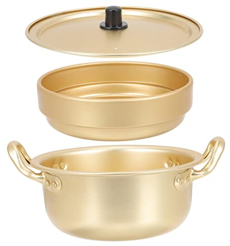 Sosoport Korean Ramen Pot Aluminum Noodle Pot Lid Steamer Basket for Making Ramen and Noodles in Kitchen