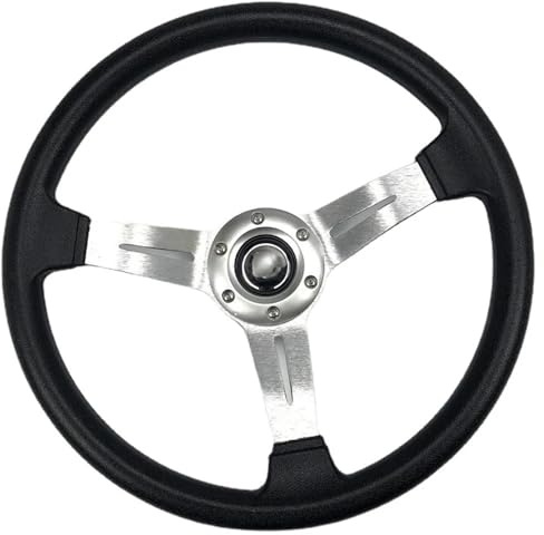 Volante Sportivo Auto,Volante da Corsa Modifica auto Volante PU da 350 mm competizione personalizzato Strumenti for volante Accessori(Silver)