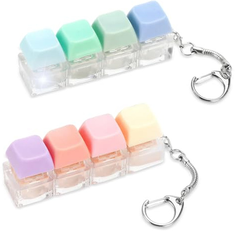 2PCS Tastatur Fidget Spielzeug für Erwachsene Tastatur Schlüsselanhänger Bunter Button Fidget Tastatur Clicker Mechanischer Schalter Stressabbau Schlüsselanhänger für Dekompression Verbrauch Zeit