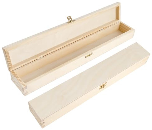Creative Deco Holzkiste für Taufkerze Kommunionskerze | 47 x 7 x 5,5 cm | Holzbox Kiefernholz Natur | Taufkerzenkiste für Lange Kerze | Taufgeschenk Mädchen Junge Erinnerungsbox Aufbewahrungsbox