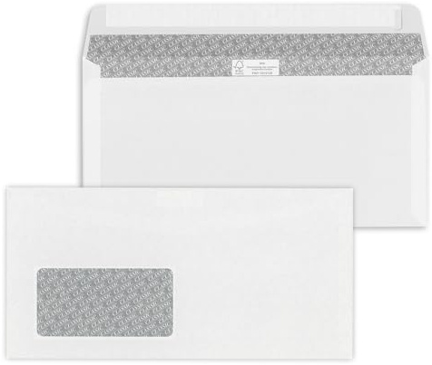 ÖKI Kuvert C6/5, 100 Stück, Briefumschlag mit Haftstreifen, Fenster links, 114x229mm, 80g, weiß
