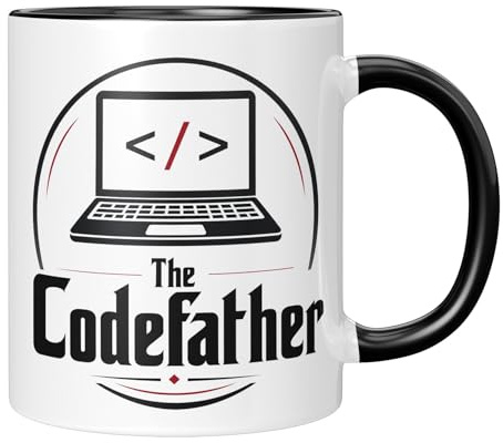 LIEBTASTISCH® Tasse mit Spruch - The Codefather - lustige Kaffeetasse für Programmierer Informatiker ITler - Geschenk Geschenke Männer - Büro Tassen Papa - schwarz