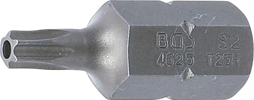 BGS 4625 | Bit | T-Profil (für Torx) mit Bohrung T25 | Länge 30 mm | Antrieb Außensechskant 10 mm (3/8) | Chrom-Vanadium-Stahl