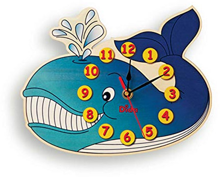 Dida - Wanduhr Wal, Analoge Uhr Zum Aufhängen Für Das Kinderzimmer, Der Lustige Wal Ist EIN Ideales Kleines Geschenk, Optimal Auch Im Kindergarten