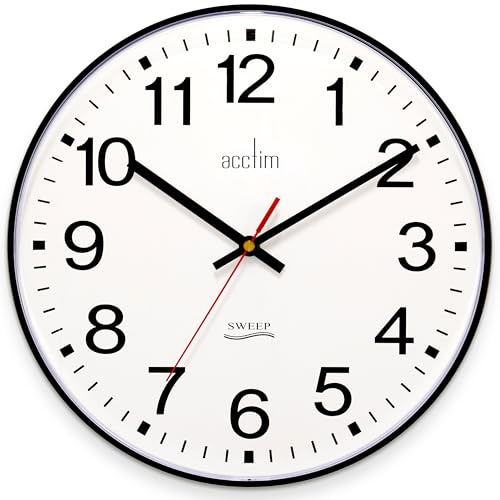 Acctim Clerkenwell Wall Clock Non Ticking Sweep Quartz Easy Read Arabic Numbers Black 30cm