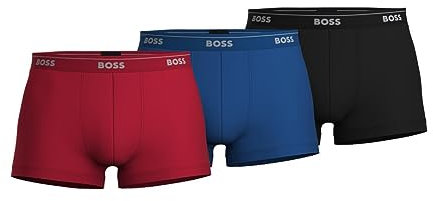 Hugo Boss Men's 3-pack Cotton Trunk3 ?????3? ? ???paquete De 3 Baúles De Algodón.3 ???????????? ?? ?????? ?????3er Trunks, New Red/Blue/Black, L UK