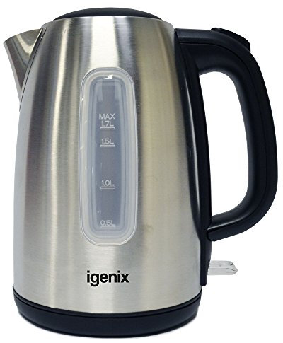 Igenix IG7731 Cordless Electric Jug Kettle, Easy Open Lid and Removable, Washable Filter for Easy Cleaning, 2200 W, Stainless Steel