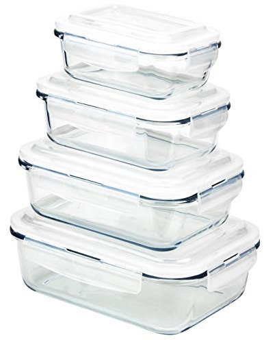 Grizzly Frischhaltedosen Glas 4 er Set rechteckig Vorratsdosen mit Deckel