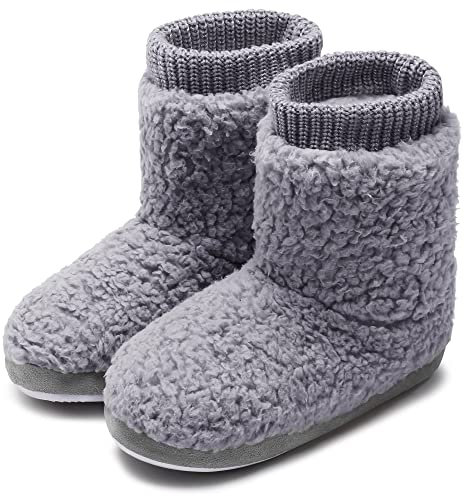 Pantofole a Stivaletto da Donna Maglia Invernale a Peluche Caldi Stivaletti da Casa o da Esterno Grigio EU 36 37