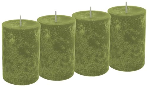 Unbekannt 4 Stumpenkerzen Kerzen Grün Olive Tischdeko Deko Adventskranz Weihnachten Hochzeit Kommunion Konfirmation
