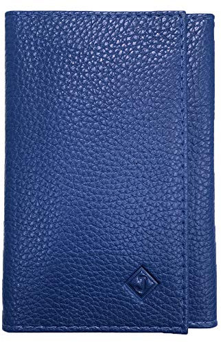 LOLUNA® - Porte Papier Voiture en Cuir Graine Souple - Format 3 Volets Compact - Etui Carte Grise, permis, identité, Assurance, crédit, dans Plusieurs Couleur pour Homme et Femme (Bleu Marine)