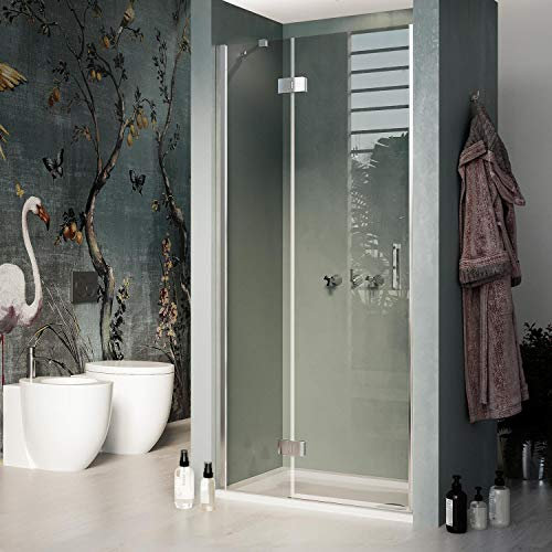 Idralite Porte Douche 90CM H190 Verre Transparent avec Easy-Clean Mod. Flip Porte + Profil
