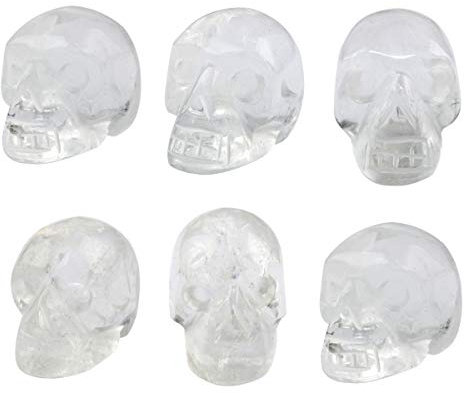 Nupuyai 6er Set Kristallschädel Edelstein Totenkopf Skulptur Handgeschnitzt Kristall Schädel Heilstein Statue Figur Reiki Dekoration