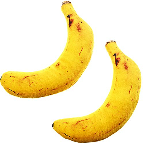 Gejoy 2 Packs Cat Toys - Banana Catnip Filled Toys for Cat Playing and Teeth Grinding