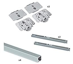 Emuca - Sistema para 2 puertas correderas de madera apoyadas, cierre suave, tableros no incluidos, Acero y aluminio, anodizado