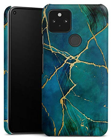 Custodia premium compatibile con Google Pixel 5 Cover per smartphone Custodia opaca Glitter Look Marmo Oro