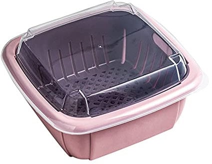 Taloit 3 in 1 Kitchen Colander Strainer Bowl Set with Lid,Household Double-Layer Drain Basket Multifunction Storage Containers for Fruits Vegetable Cleaning Washing Mixing