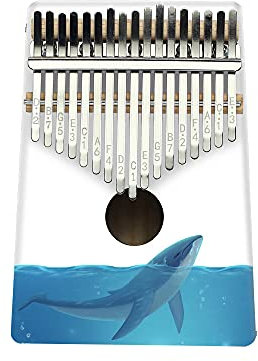 Hearda Kalimba 17 Schlüssel Daumen Klavier, Kalimba Instrument für Anfänger Kinder mit Stimmhammer,Stoffbeutel,Studienführer,Daumenklavier Fingerklavier Kalimba Musik Geschenk (Wal)