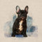 Stoff mit Aquarell-Tieren, Digitaldruck, Baumwolle, Leinenoptik, für Wimpelkette, Jalousien, Basteln, Quilten, Patchwork und Polsterung, Verkauf pro Panel (Französische Bulldogge)