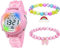 HMJIA 3D Cartoon Design Armbanduhr für Kinder Jungen und Mädchen 3ATM Wasserdicht Kinderuhr mit Wecker/Datum/Stoppuhr/LED (Rosa Krawatten)