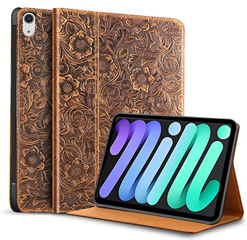 Gexmil for Ipad Mini 6 CASE 8.3 inch Case 2021,Genuine Leather Ipad Mini 6th Generation Cover,Made from Real Leather Cowhide(Brown)