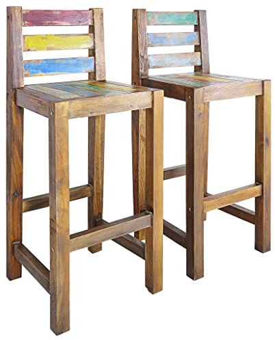 Küchentheke, Frühstücks-Barhocker, Barhocker, 2 Stück, massives Altholz, industrielle Theke, Höhe, Barhocker für Zuhause, Kneipe, Bartisch, Wohnzimmer, Lounge