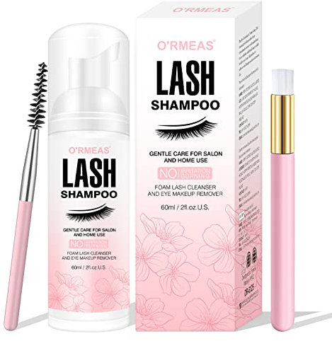 Wimpernshampoo Wimpernschaum Cleanser mit Reinigungsbürste Wimpernreiniger für Wimpernverlängerung Schaumwäsche zum Entfernen von Make-up-Rückständen Lash Shampoo für Zuhause und Salon Gebrauch 60ML