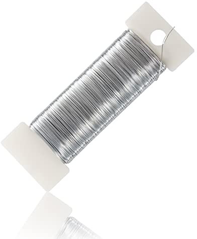 QH-Shop Basteldraht Silber DIY Schmuckdraht 0.35mm Weich Anlaufgeschützter Handwerk Draht für Schmuckherstellung Blumenstrauß Stängelwickel 50m