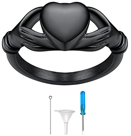 Richsteel Urnenring aus Edelstahl, Größe 51,5 – 64, Schmuck, Ringe, Herz/Claddagh, Asche, Gedenkstätte für Haustiere, Ring für menschliche Urne, Herren und Damen, Edelstahl, Kein Edelstein