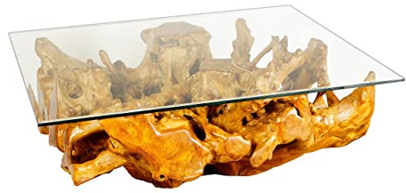 Windalf Couchtisch HERUMOR 130 cm Wohnzimmertisch mit Glastischplatte
