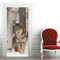 A.Monamour Türtapete Selbstklebend Türfolie Türposter 3D Grauer Wolf Steht Im Schnee Neben Einem Birkenbaum Tier Thema Vinyl Folie Türdeko Tapete Wandbild Türaufkleber Türtattoo 90 x 200 cm