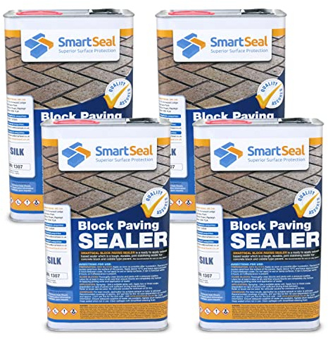 Smartseal Silk Finish Block Sealer - Wet Look, Sand Hardener & Weed Inhibitor. Premium Block Paving Sealant for Driveways & Patios (4 x 5 Litre)
